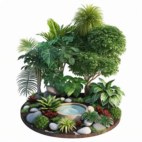 Композиция из искусственных растений №254, В240*Д170*Ш170