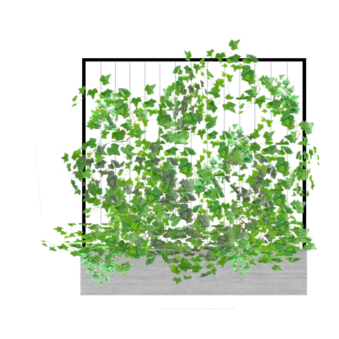 Кашпо перегородка со шпалерой с искусственными растениями №287, В200*Д200*Ш40