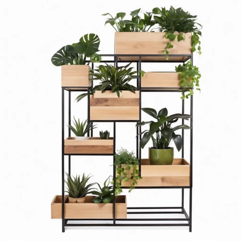 Стеллаж перегородка с искусственными растениями в кашпо №290