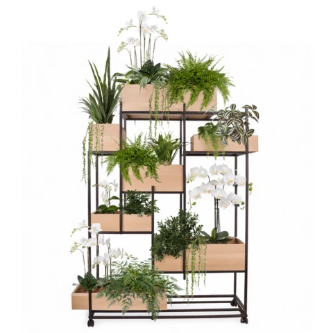 Стеллаж перегородка с искусственными растениями в кашпо №291