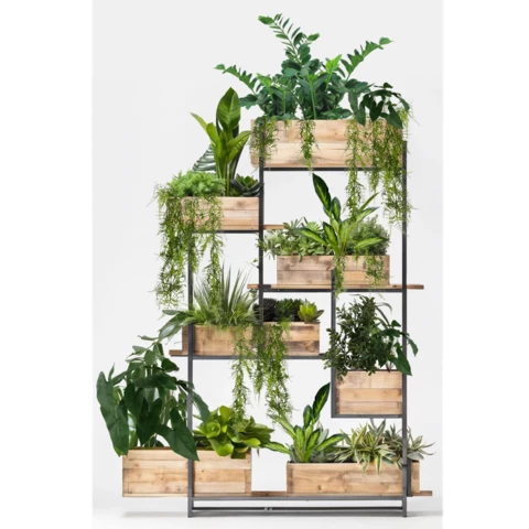 Стеллаж перегородка с искусственными растениями в кашпо №292