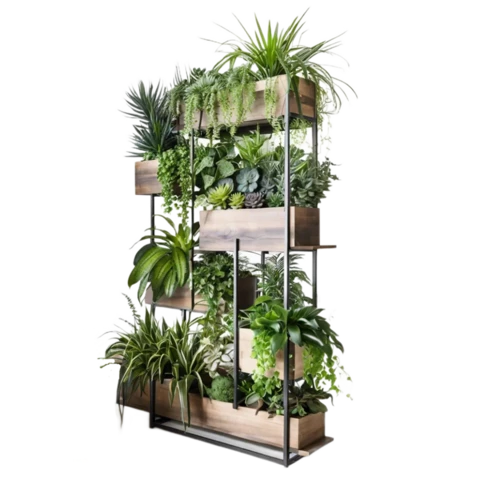 Стеллаж перегородка с искусственными растениями в кашпо №293