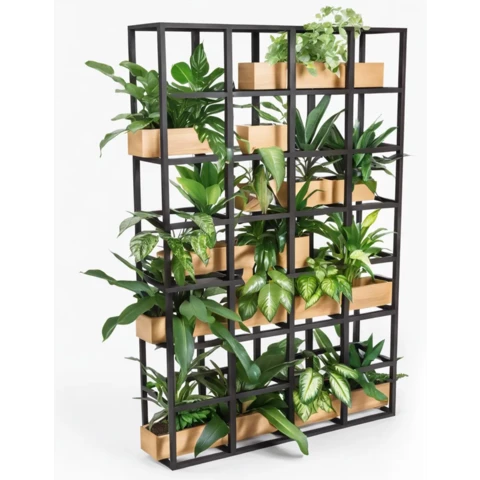 Стеллаж перегородка с искусственными растениями в кашпо №295