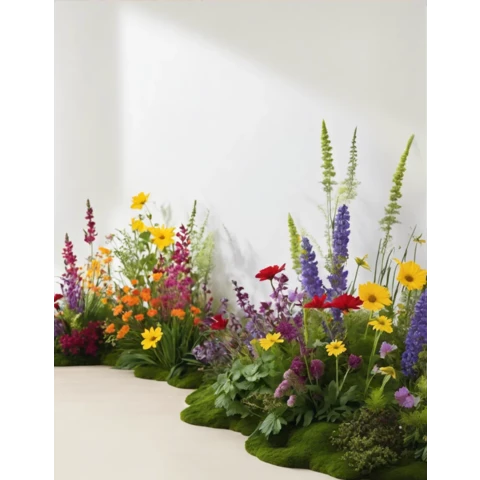 Оазис 3D Композиция из искусственных растений и мха 3D цветник №309, В100*Д300*Ш50