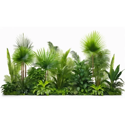 Композиция из искусственных растений в тропическом стиле, для вставки в кашпо. №316, В140*Д200*Ш60