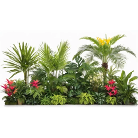 Композиция из искусственных растений в тропическом стиле, для вставки в кашпо. №318, В140*Д300*Ш60