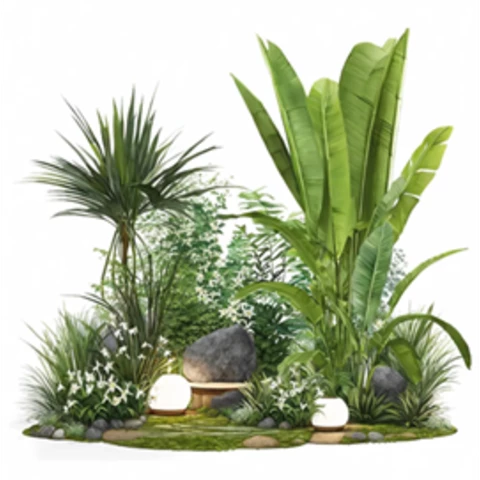 Оазис 3D Композиция из искусственных растений и мха 3D тропики. №319, В170*Д150*Ш150