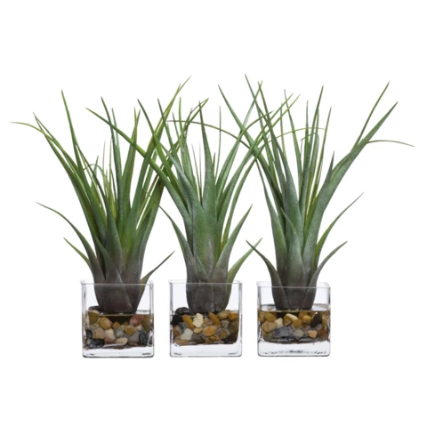 Искусственные суккуленты в стеклянной вазе 