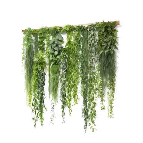 Композиция с искусственными растениями на рейке 