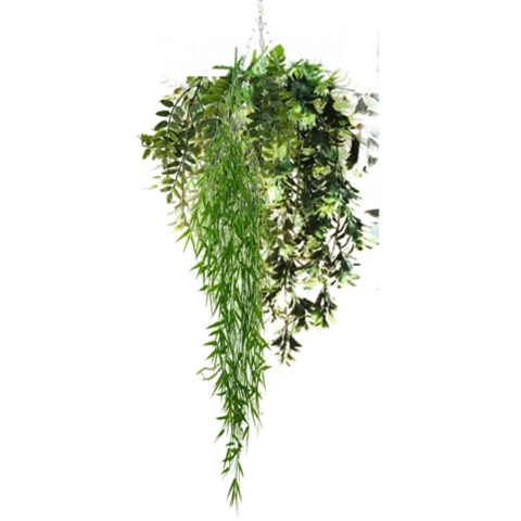Подвесное панно с искусственными растениями. Д40, В90 см