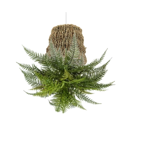 Папоротник в джутовом кашпо подвесной, Д45, В45 см