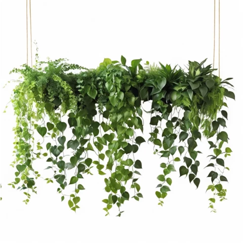 Кашпо подвесное с миксом искусственных растений в тропическом стиле №275, Д90, В70 см