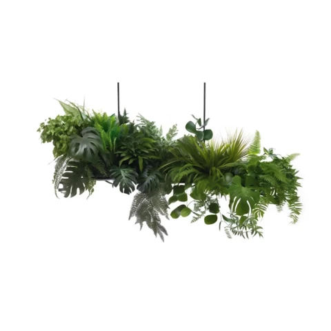 Кашпо подвесное с миксом искусственных растений в лесном стиле №279, Д120, В45 см