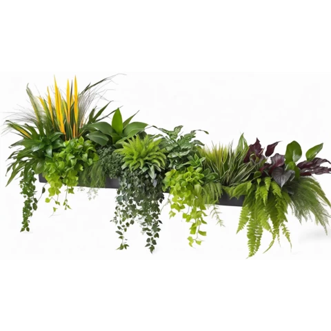 Кашпо подвесное с миксом искусственных растений в лесном стиле №280, Д120, В55 см