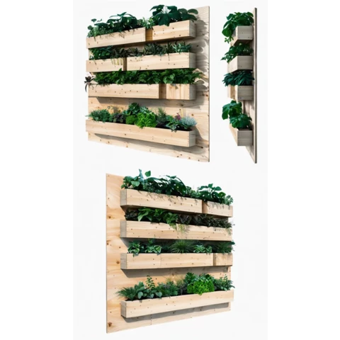 Настенная панель с кашпо и искусственными растениями №264, Д120, В120 см