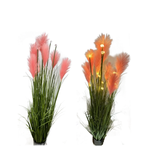 Пампасная трава розовая с диодами 120 см