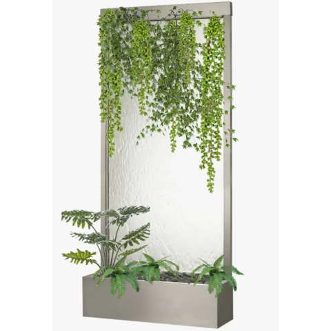 Водопад по зеркалу с растениями