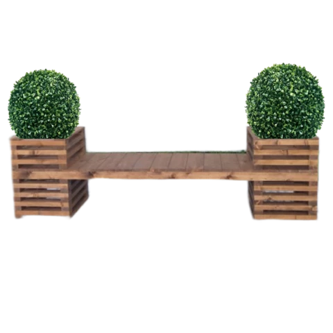 Лавка с кашпо и самшитовыми шарами №255