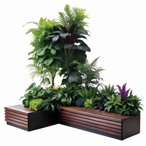 Скамья с композицией из искусственных растений №257